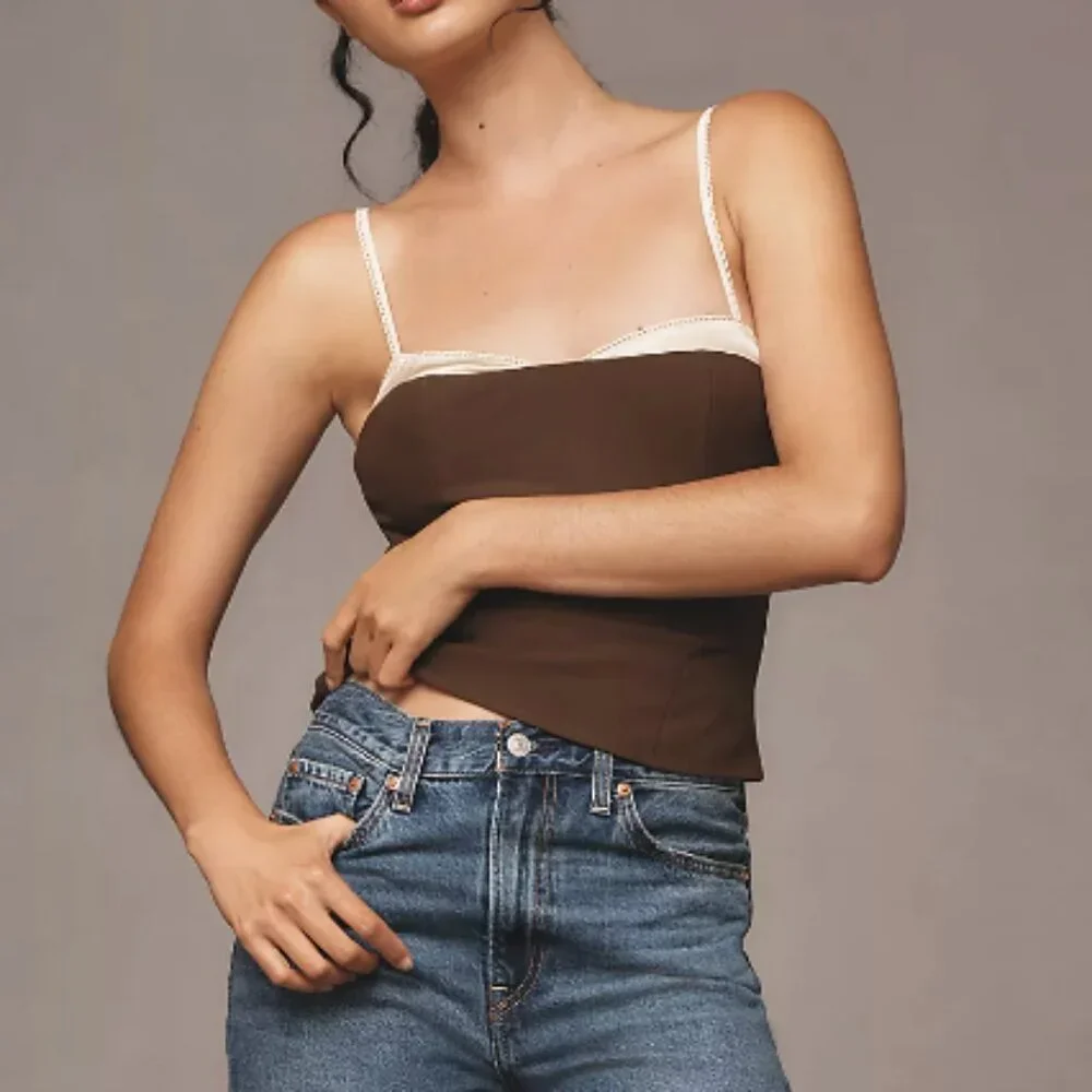 NEW Reformation Melanie Top Sz2 Cafe Chocolate Brown